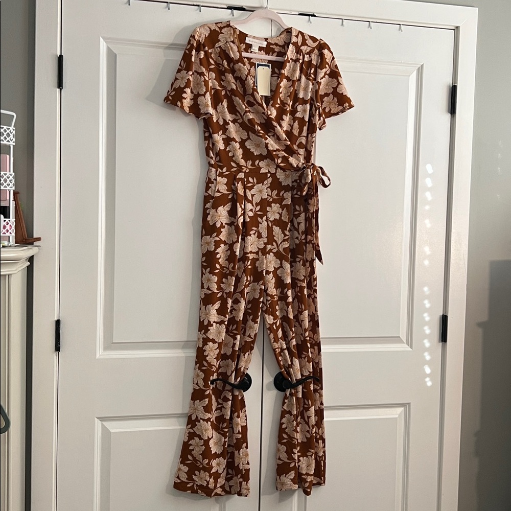 Monteau Brown Floral Jumpsuit